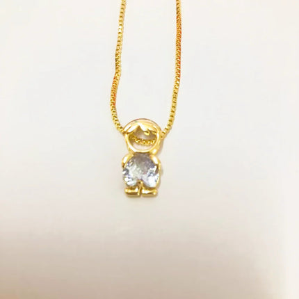 Nidin Fashion Cute Girls Boys Pendant Necklaces For Women Heart Shape Crystal Zircon Charm Clavicle Chain Jewelry Birthday Gifts PlatiNum