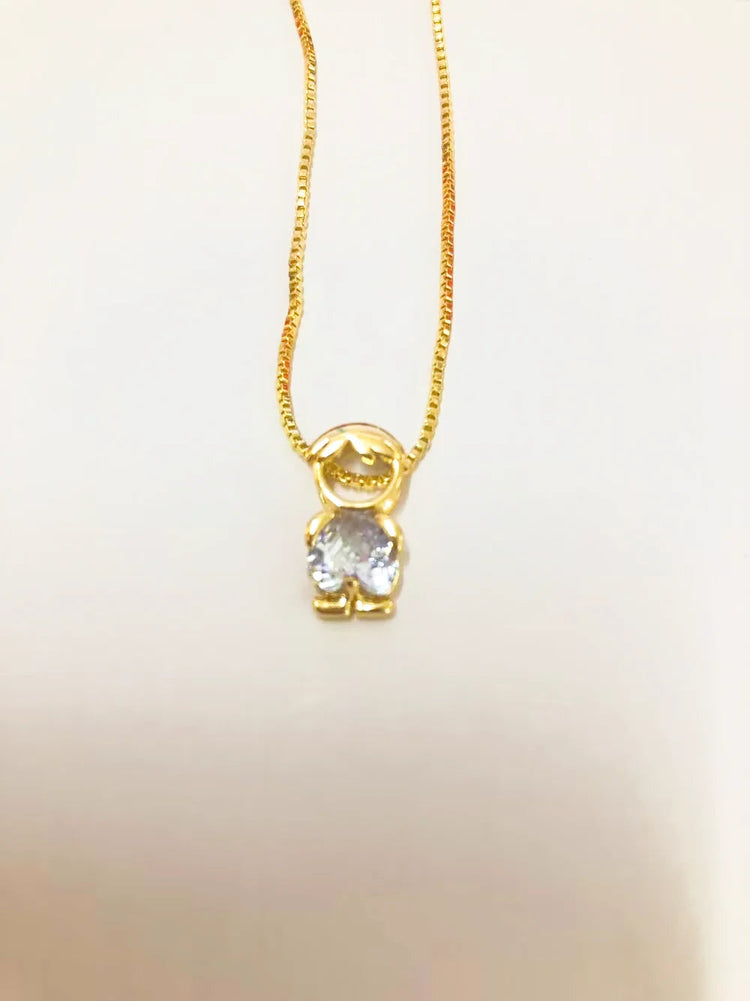 Nidin Fashion Cute Girls Boys Pendant Necklaces For Women Heart Shape Crystal Zircon Charm Clavicle Chain Jewelry Birthday Gifts PlatiNum