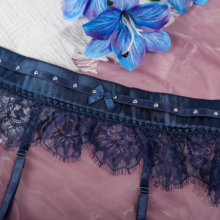 Toucheart Erotic Lingerie Lace See-through Bow Knot Decor Patchwork Body Shaping Hollow Intimate Women Flirt Hot Underwear Set