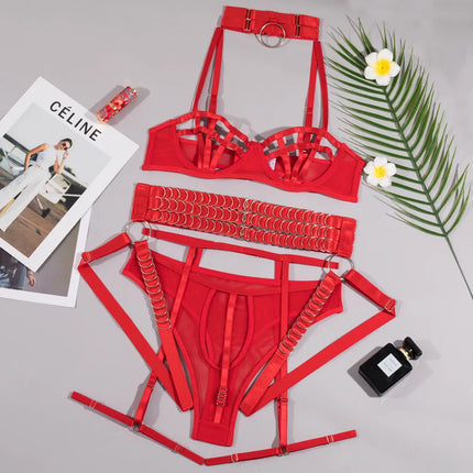 Toucheart Erotic Underwear Hollow Out Girl Complex Gathertogether Chest Support Straps Sexy Seductive Coquette Private Split Kit