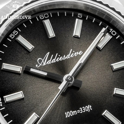 ADDIESDIVE 36mm Men Watch AD2073 BGW9 Luminous Jubilee Strap 10Bar Waterproof Sapphire Glass VH31 Movement Quartz Watches Reloj