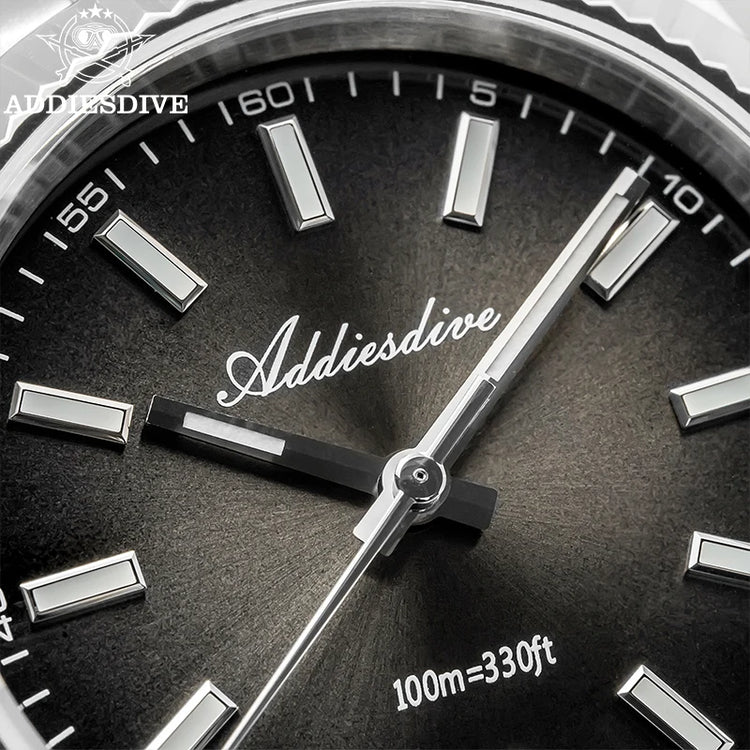ADDIESDIVE 36mm Men Watch AD2073 BGW9 Luminous Jubilee Strap 10Bar Waterproof Sapphire Glass VH31 Movement Quartz Watches Reloj