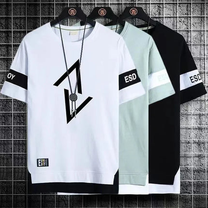 2025 New Men's T-shirt Korean Fashion Summer Short Sleeve Print Men's T-shirt Casual Harajuku Men's Clothing Graphic Men's T-shirt