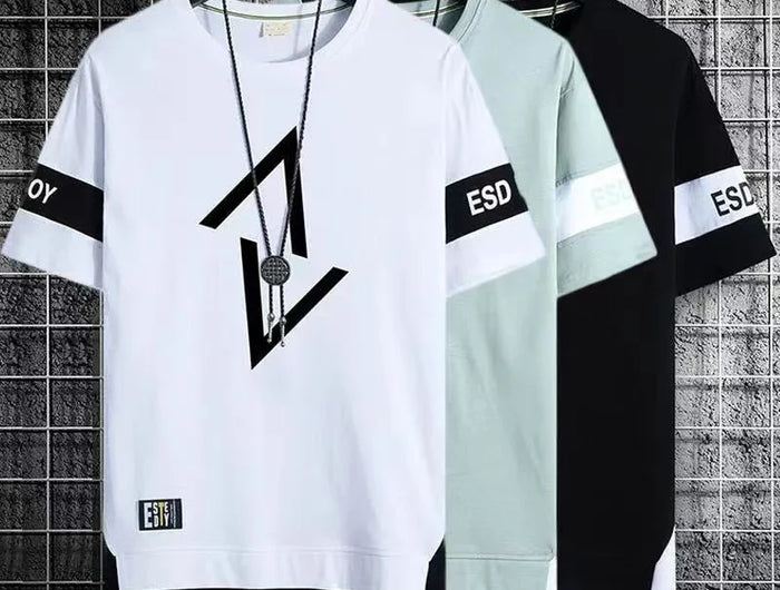 2025 New Men's T-shirt Korean Fashion Summer Short Sleeve Print Men's T-shirt Casual Harajuku Men's Clothing Graphic Men's T-shirt