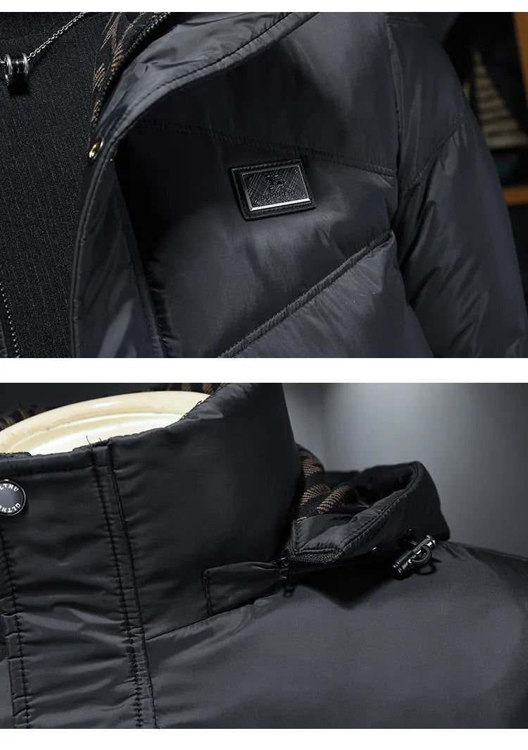 2025 Autumn And Winter Men's 90% White Duck Down Black Hooded Down Jacket Kurtka Zimowa Duck Down Jacket Mens Clothing