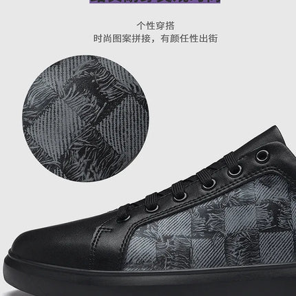 Europe New Shoes for Men Genuine Leather Casual Shoes Cool Black Flat Skateboard Shoes Street Fashion Sneakers