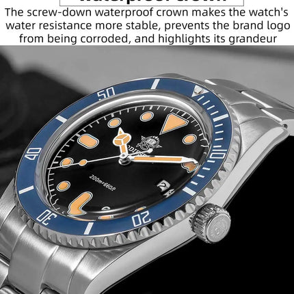 ADDIESDIVE Men's Gift Box Luxury Diver Watch Super Luminous Bubble Mirror Glass Quartz Watch 20Bar Ceramic Bezel Steel Watch