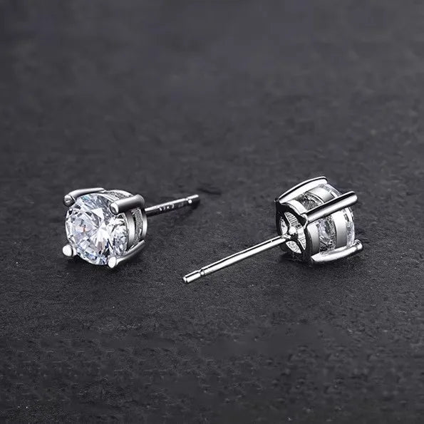 925 Sterling Silver Classic Fashion 4mm 5mm 6mm 7mm 8mm Five Claws Zircon Stud Earrings For Women Men Gift Oorbellen PlatiNum