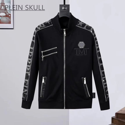 Plein Skull Light Luxury Fashion Brand Men's Pure Cotton Two-Piece Set Punk Spring and Autumn Hip-Hop Party Set Outdoor Sports