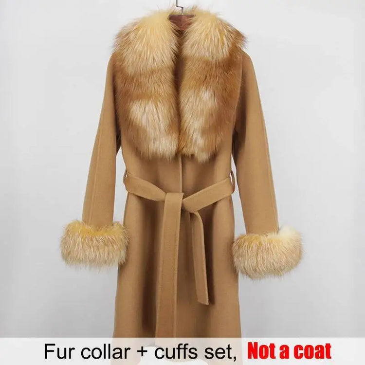 Real Fur Collar And Cuffs Set Winter Coat Accessories Women Fluffy Large Fur Shawl Neak Warm Fox Fur Scarf Furry Scarves Female