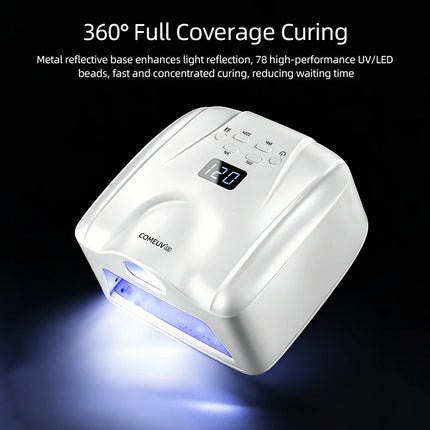 2 IN 1 UV LED Nail Dryer Auto Sensor 78 LEDs Dual Port Fast Curing Nail Light for Single Finger Toe Full Hand Manicure Pedicure