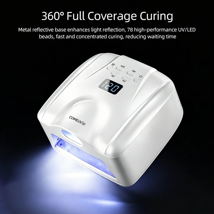 2 IN 1 UV LED Nail Dryer Auto Sensor 78 LEDs Dual Port Fast Curing Nail Light for Single Finger Toe Full Hand Manicure Pedicure