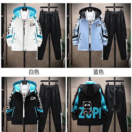 Spring Autumn Men Tracksuit Set Casual Sportswear Hooded Jackets Pants 2 Piece Sets Hip Hop Running Sports Suit