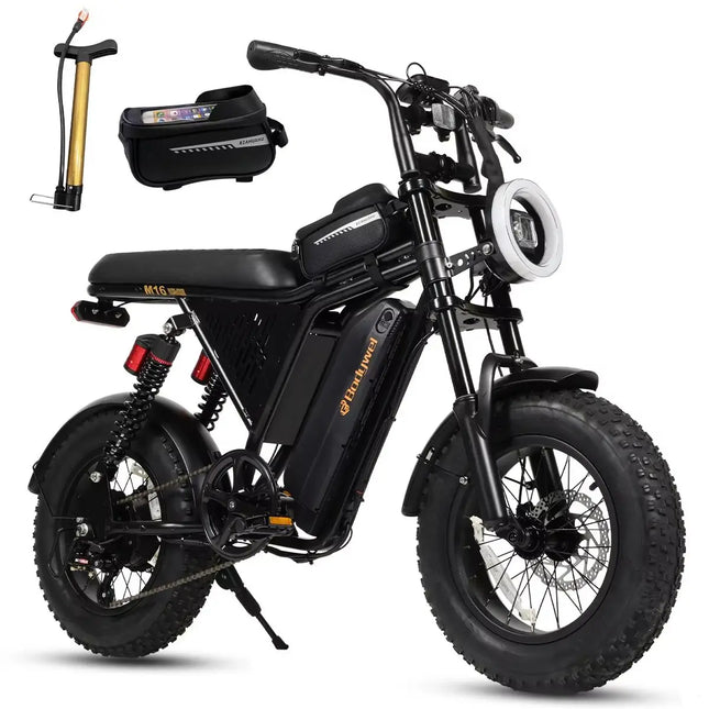 Bicicletta Elettrica Bodywel M16PRO con Pneumatici Larghi, E-bike a Lunga Autonomia 48V 15Ah, E-bicicletta All-Terrain 16"x4.0" per Adulti, Disponibile in Magazzino UE