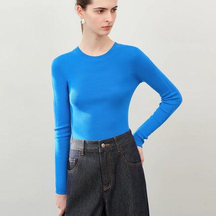 FSLE【Premium Series】German Biella Wool Autumn Super Fine Washable Seamless One-Piece Mock Neck Thermal Base Layer Shirt Women PlatiNum