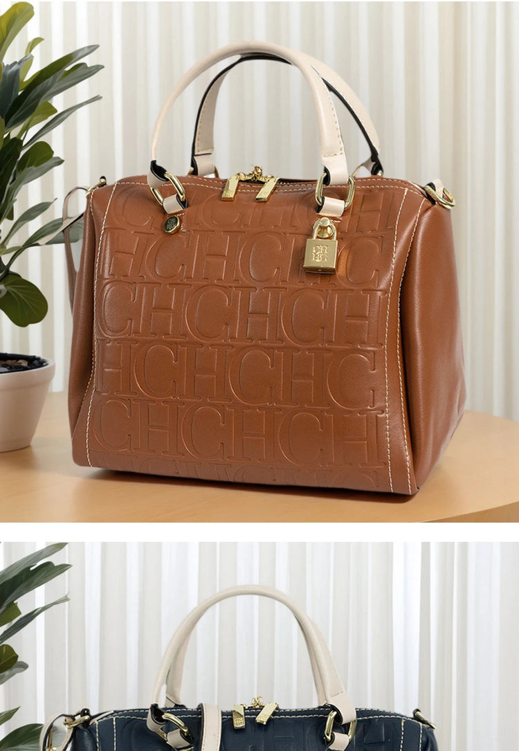 CH Autumn/Winter Christmas Fashion PU Material Lock Lock Design Women's Crossbody Bag 2025 Designer New Handbag Trendy Brand PlatiNum