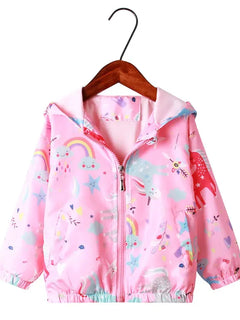 Spring Autumn Full Sleeve Children's Jacckets Unicorn Bunny Rabbit Animal Print Kids Jacket Coats for 2 to 9 Years Girls Coat