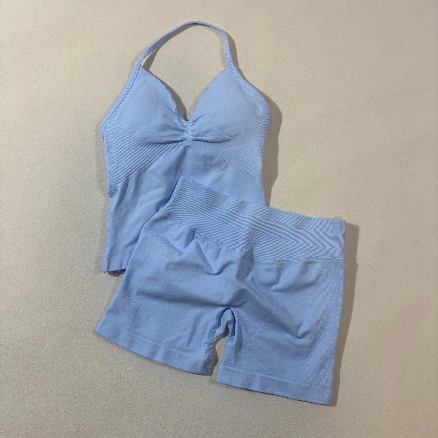 Yoga 2pcs Impact Gym Set Women Backless Tank Tops High Waist Scrunch Seamless Shorts Fitness Clothes Activewear Workout Sets