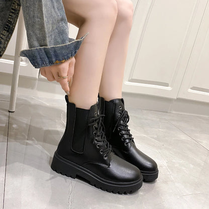 2024 Spring New Women's Shoes Comfortable Fashion Boots Women's Short Boots Mid-Heel Thick Heel Round Toe Chelsea Boots