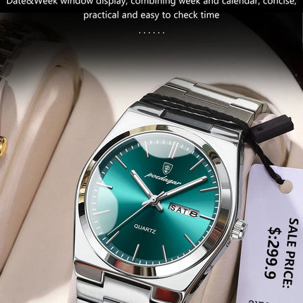 POEDAGAR Orologi da uomo di lusso Impermeabile luminoso Data Settimana Orologio da uomo in acciaio inossidabile Moda casual Orologio da polso da uomo al quarzo Reloj platinumshop