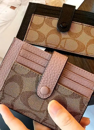 Portacarte Ultrasottile Stile Ins con Monogramma, Mini Portafoglio Corto alla Moda per Donne, Porta Carte e Documenti con Applicazioni