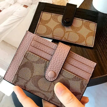 Portacarte Ultrasottile Stile Ins con Monogramma, Mini Portafoglio Corto alla Moda per Donne, Porta Carte e Documenti con Applicazioni
