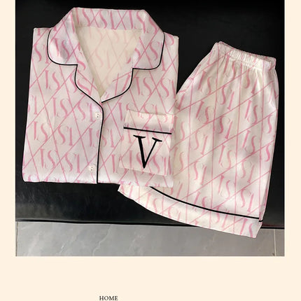 Estate delle nuove donne avanzate senso del ghiaccio pigiama di seta Homewear Set ragazze pigiama temperamento pigiama a maniche corte Homewear Set