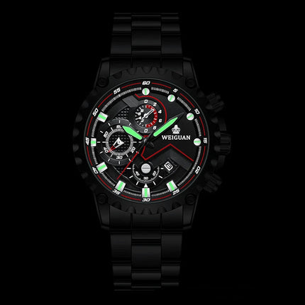 Orologio da uomo Black Warrior autentico alla moda in acciaio inossidabile impermeabile calendario luminoso orologio al quarzo moda maschile orologi regalo platinumshop