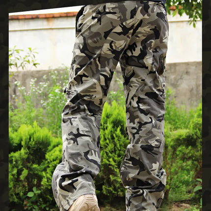 Men's Cargo Pants Outdoors Style Tactical Pants Male Camo Jogger Plus Size Cotton Many Pocket Men Camouflage Black Trousers