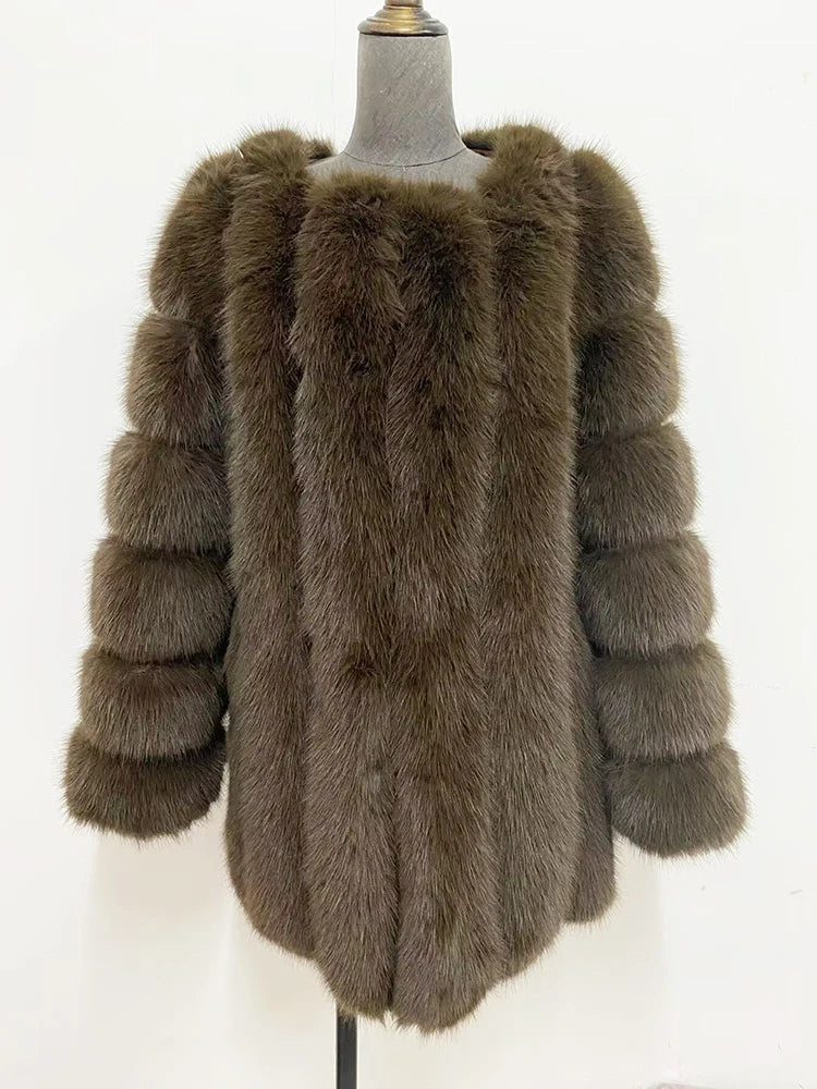 ZADORIN High Quality Winter Women Coats Luxury Faux Fox Fur Coat Thick Warm Long Fluffy Fur Jacket Pink Coat Bontjas