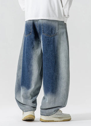 Jeans Pantaloni casual stile americano da uomo Pantaloni lanterna da uomo larghi alla moda Streetwear Pantaloni hip-hop da uomo in denim oversize a gamba larga