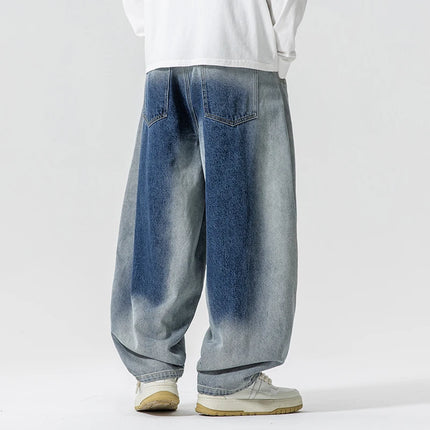 Jeans Pantaloni casual stile americano da uomo Pantaloni lanterna da uomo larghi alla moda Streetwear Pantaloni hip-hop da uomo in denim oversize a gamba larga