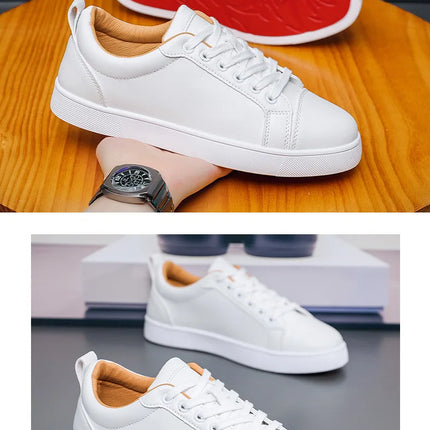 Men's High-End Casual Red Sole Board Oes Waterproof Sports Commuter Busin White Oes Simple Design Versatile Briti Sle