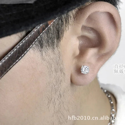 925 Sterling Silver Classic Fashion 4mm 5mm 6mm 7mm 8mm Five Claws Zircon Stud Earrings For Women Men Gift Oorbellen PlatiNum