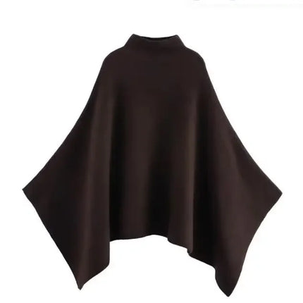 Asymmetric Knit Poncho Cape Loose Solid Color Minimalist Warm Shawl Wrap Outerwear Commuter High Street Pullover 202606H