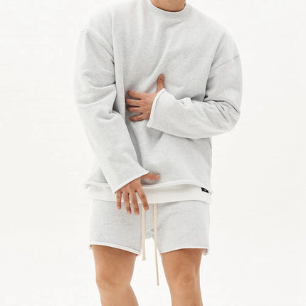 Mens Summer Cotton Sets Loose Sweatshirts Two-piece Kits Training Hoodie Pullover Hooded With Shorts Jogging Suits Streetwears PlatiNum