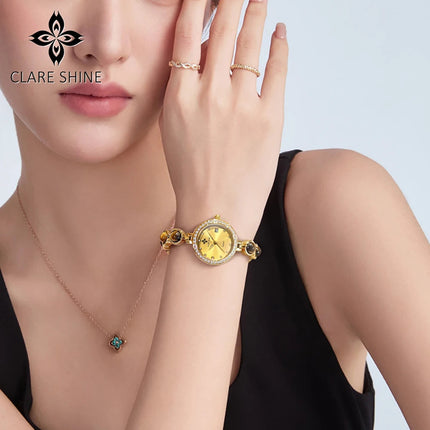 Orologio da donna CLARE SHINE Brand 7708, elegante orologio al quarzo di lusso, impermeabile, con datario, collezione Stellar Eyes. platinumshop