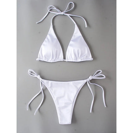Sexy 13 colori Halter Satin Bikini brasiliano Donna Costumi da bagno Costume da bagno femminile Bikini a due pezzi Bagnante Costume da bagno Swim V4966 platinumshop