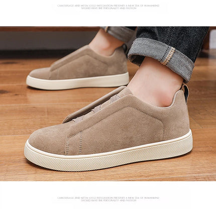 Spring men's thick soled board shoes high-quality suede leather casual sports shoes comfortable and fashionable low top shoes