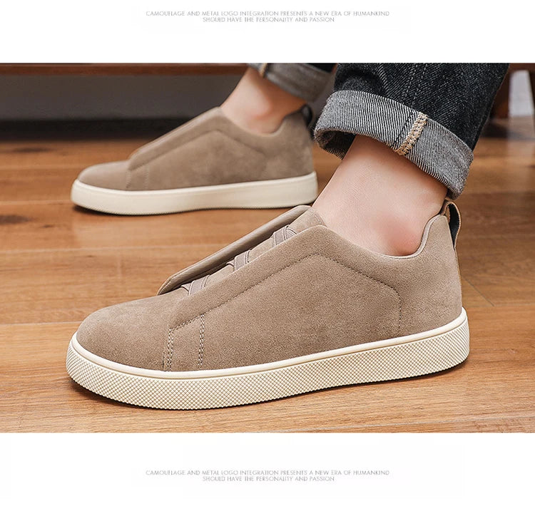 Spring men's thick soled board shoes high-quality suede leather casual sports shoes comfortable and fashionable low top shoes