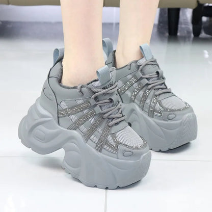 Women's 12cm Invisible Heel Winter Boots - Thick 10cm Fleece-Lined Sneakers Warm Cotton Shoes for Cold Weather Snow boots