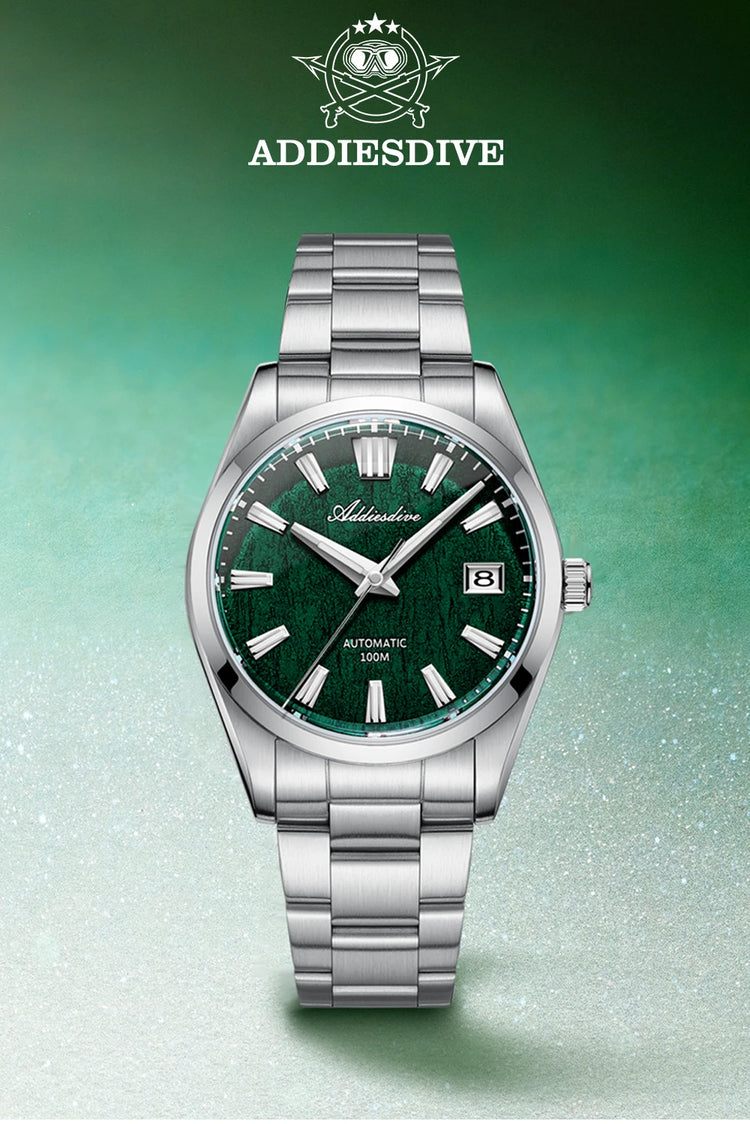 ADDIESDIVE Top Brand Automatic Watch For Men Sapphire Glass Unique Bark Texture Waterproof Luminous Mechanical Watch New AD2075