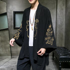 Trench da uomo ricamato in cotone Hanfu Lino Abito stile cinese Giacca cardigan Casual Kimono oversize 5XL Cappotto antico maschile