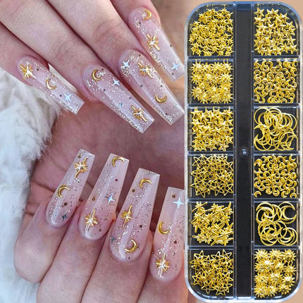 12Grid 3D Halloween Punk Retro Alloy Cross Nail Charms Y2k Gothic Metal Gun Black Silver Skull,Cross Nail Art DIY Cool Nail Part