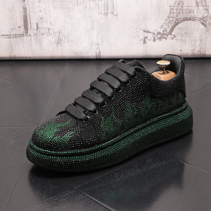 New Style Luxury Men's High Hip-hop Casual Shoes Men Black Fashion Rivets Shoes Italy Fashion Leisure Driving Loafers