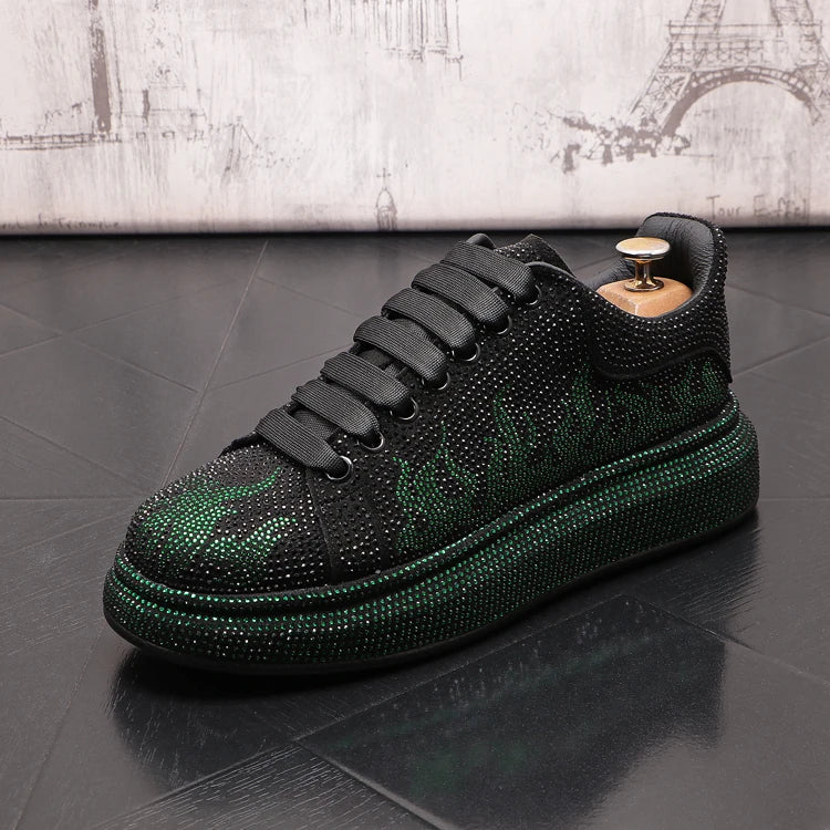 New Style Luxury Men's High Hip-hop Casual Shoes Men Black Fashion Rivets Shoes Italy Fashion Leisure Driving Loafers