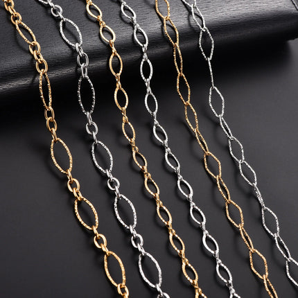 6.5/7/8mm Chic Glitter Maglia in acciaio inossidabile Taglio ovale Figaro Collana a catena per donna Uomo Rombo geometrico Girocollo Gioielli in metallo PlatiNum