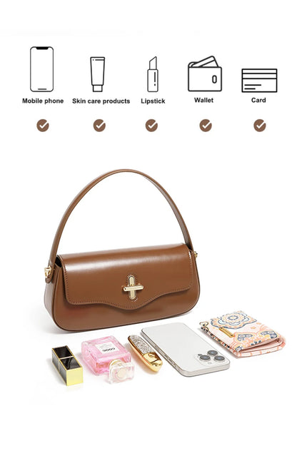 2025 New Genuine Leather Women's Bag Luxury Stick Bag Senior Designer Shoulder Bag Fashion Handbag Commuter