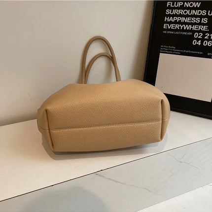 Nuove Borse a Spalla di Lusso 2026 con Motivo Lychee, in Pelle PU Tinta Unita, Borse da Donna di Grande Capacità, Borsa Tote da Viaggio