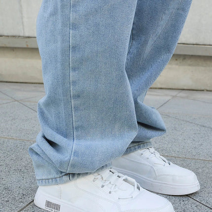 Spring Autumn Men Baggy Jeans Oversize Straight Loose Casual Denim Trousers Solid Color Streetwear Fashion Y2k Wide Leg Pants PlatiNum